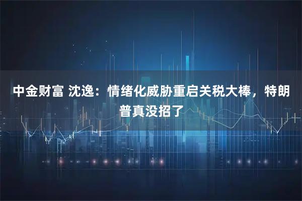 中金财富 沈逸：情绪化威胁重启关税大棒，特朗普真没招了