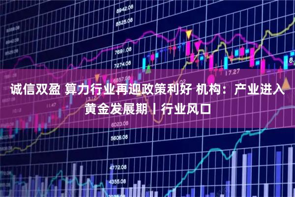 诚信双盈 算力行业再迎政策利好 机构：产业进入黄金发展期丨行业风口