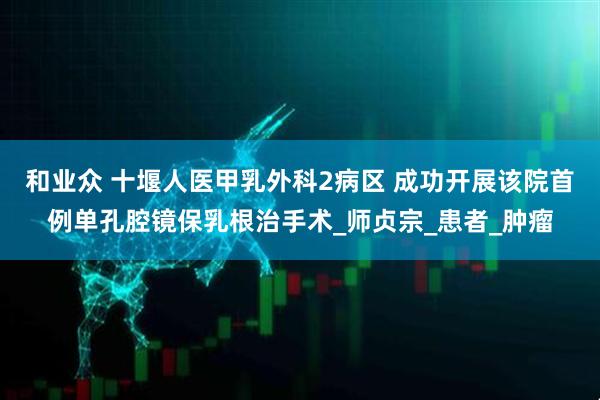 和业众 十堰人医甲乳外科2病区 成功开展该院首例单孔腔镜保乳根治手术_师贞宗_患者_肿瘤